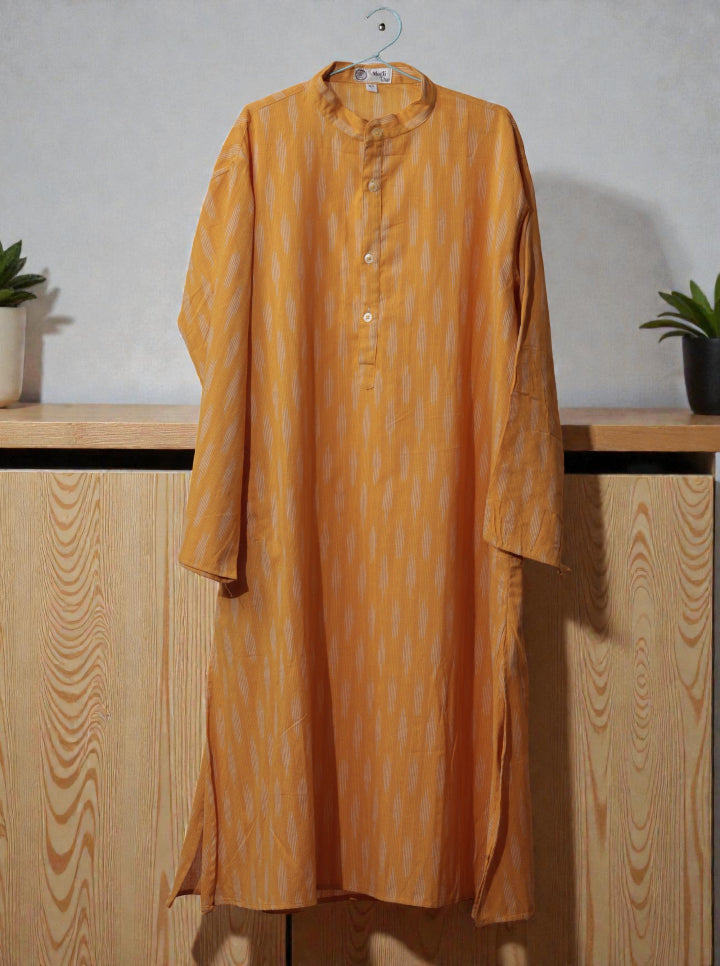 Handmade Yellow Ikat Cotton Kurti – Women