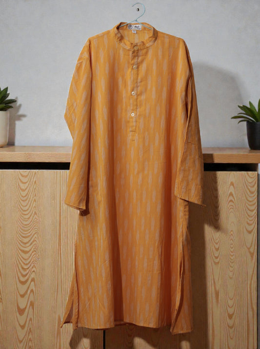 Handmade Yellow Ikat Cotton Kurti – Women