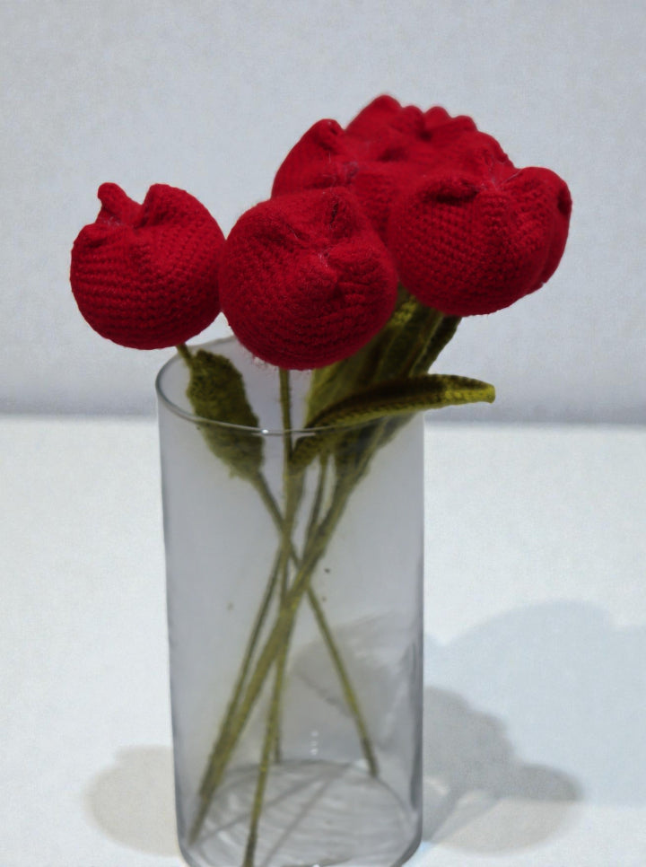Handmade Crochet Red Tulip – Per Piece