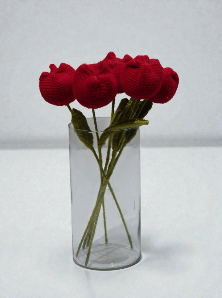 Handmade Crochet Red Tulip – Per Piece