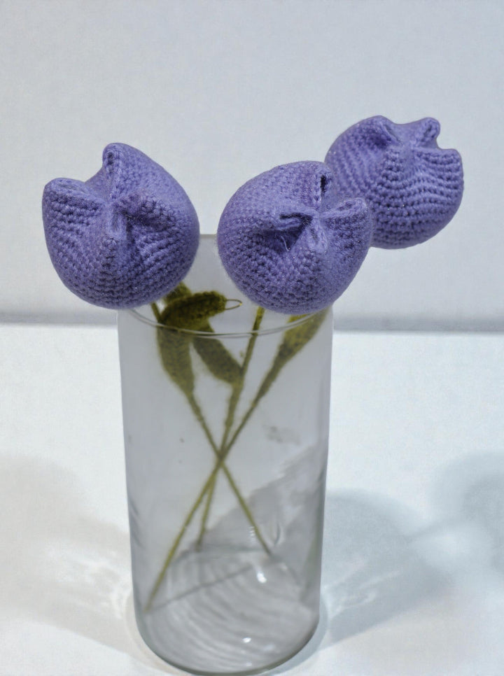 Handmade Crochet Mauve Tulip – Per Piece