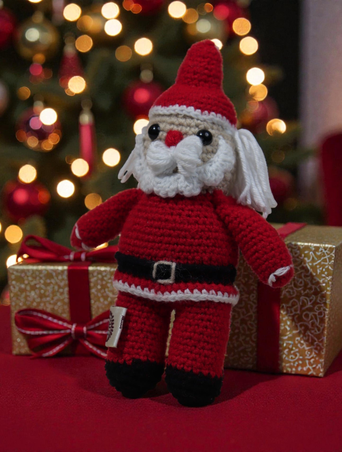 Handmade Christmas Celebration Hamper | Crochet Tree Decorations + Fabric Bunting + Christmas Cookies + Crochet Santa Doll | Premium Festive Gift Box