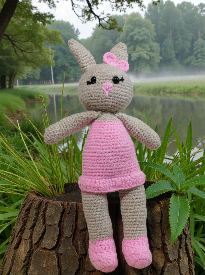 Handmade Crochet Girl Rabbit  – A Bundle of Cuteness (Pink Dress)
