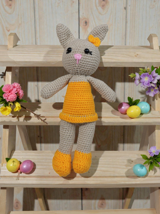 Handmade Crochet Yellow Rabbit Doll