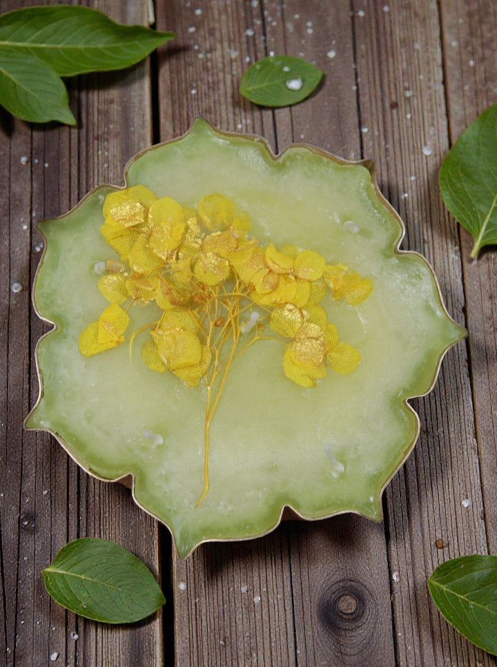 Handcrafted Floral Urli Candle – Yellow Blossom Edition