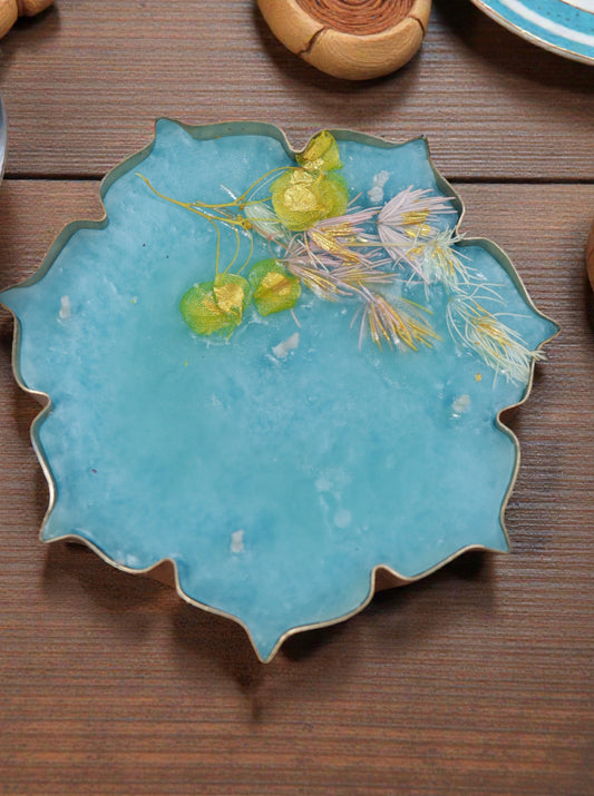 Handcrafted Blue Floral Urli Candle – Ocean Breeze Edition