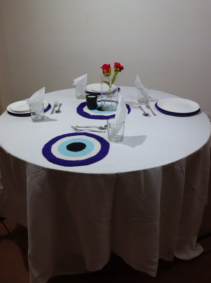 Handmade Crochet Evil Eye Table Mat – Set of 6