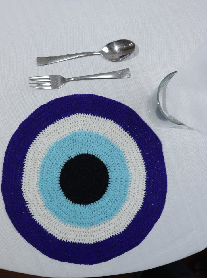 Handmade Crochet Evil Eye Table Mat – Set of 6