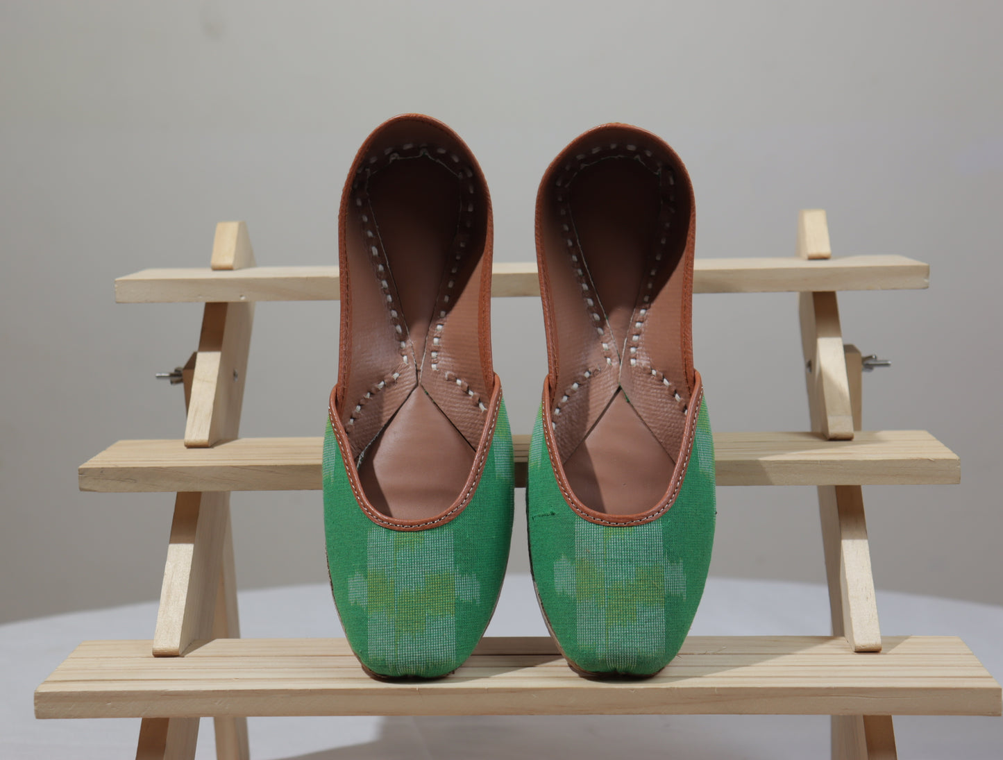 Handmade Ikat Juttis – Green Elegance
