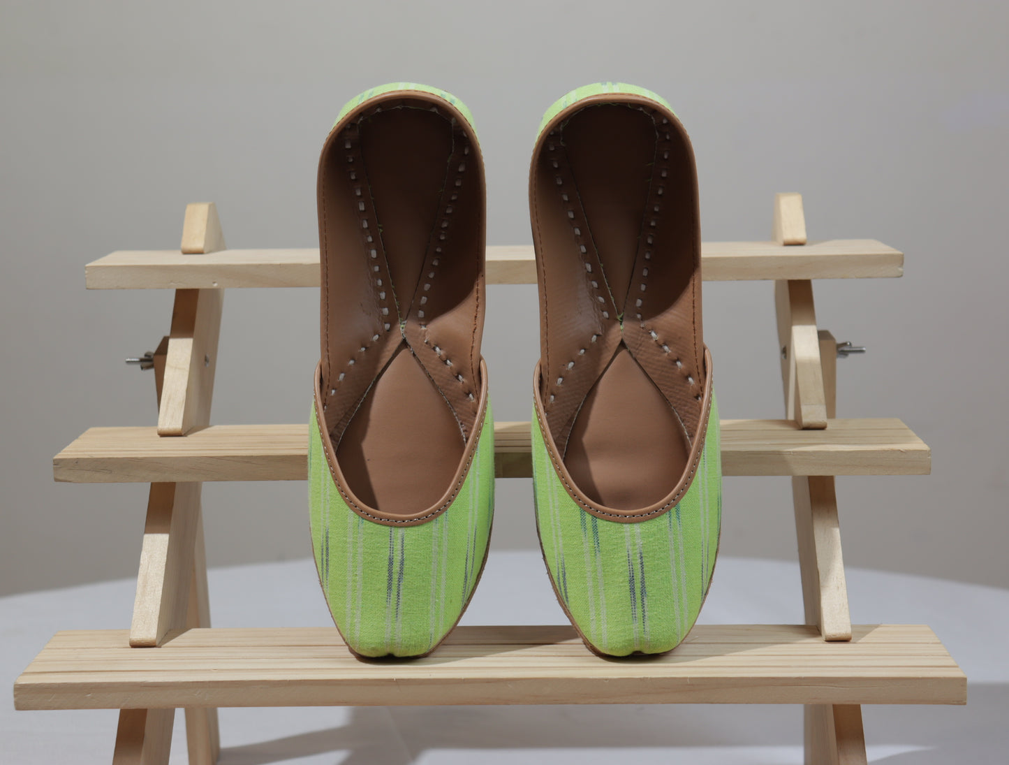 Handmade Ikat Juttis – Lime Stripe Edition