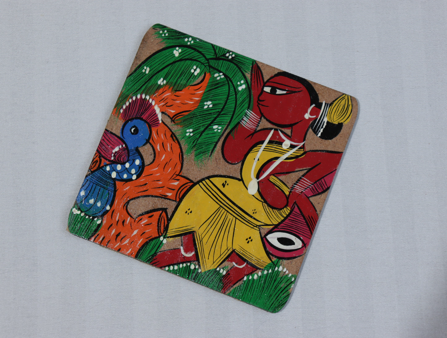 Hand-Painted Wooden Coaster Set – Tribal Art Collection