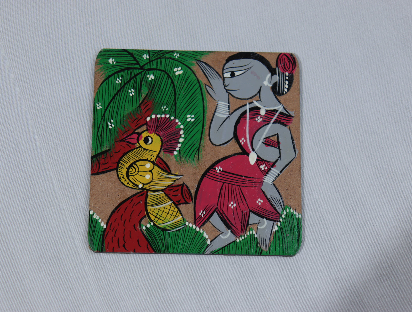 Hand-Painted Wooden Coaster Set – Tribal Art Collection