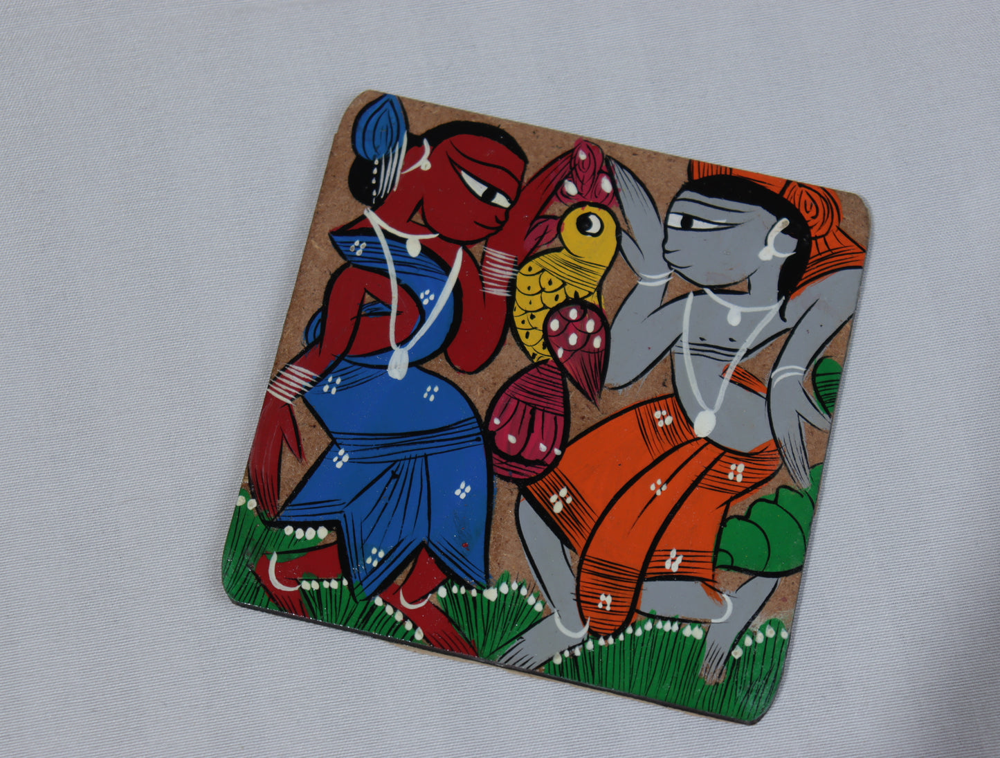 Hand-Painted Wooden Coaster Set – Tribal Art Collection