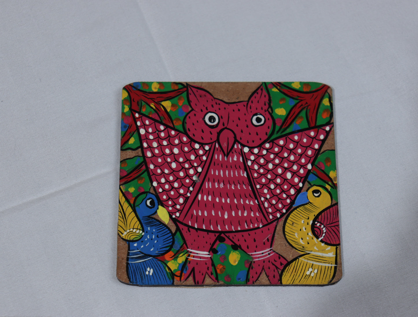 Hand-Painted Wooden Coaster Set – Tribal Art Collection