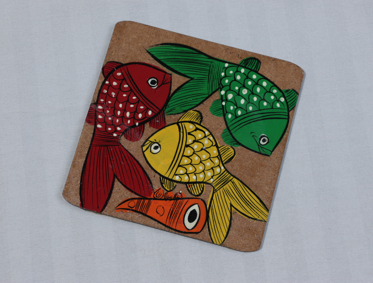 Handpainted Tribal Art Wooden Coaster Set – Set of 5