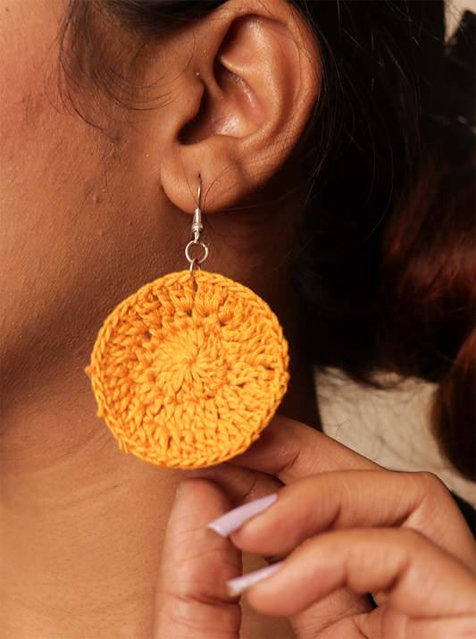 Handmade Crochet Yellow Earrings – Simple & Elegant