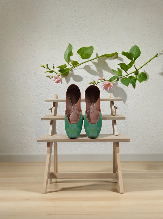 Handmade Ikat Juttis – Green Elegance