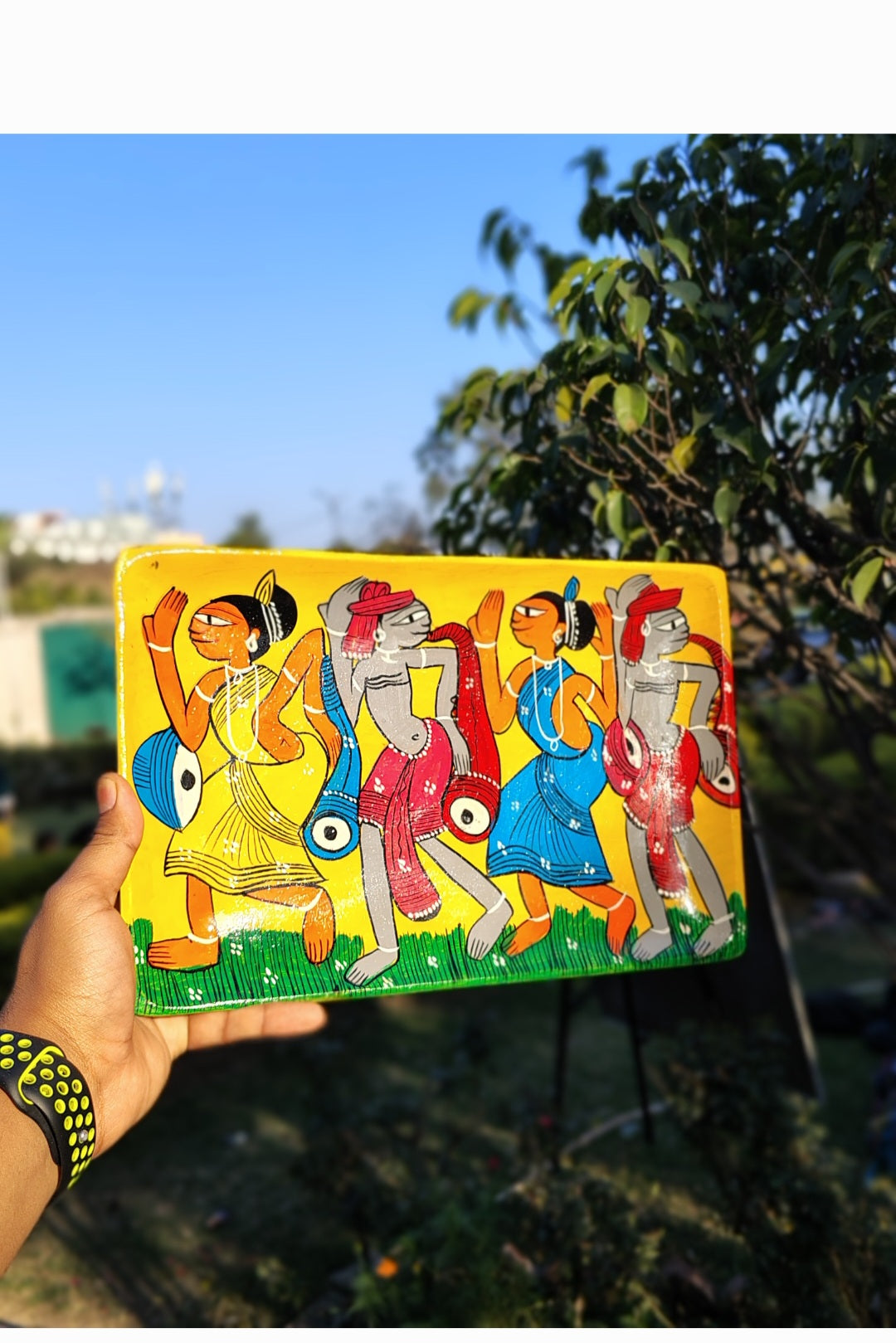 Hand-Painted Wooden Tray – Pattachitra Folk Art