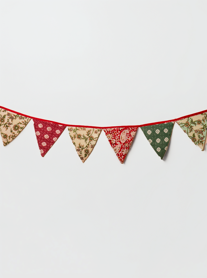 Handmade Fabric Bunting – Vintage Block Print Triangles