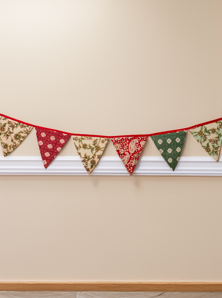 Handmade Fabric Bunting – Vintage Block Print Triangles