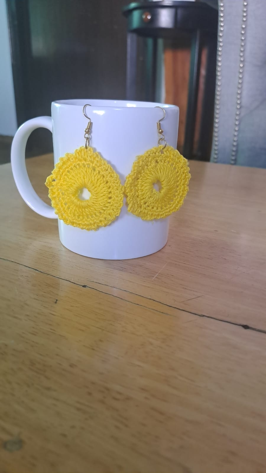 Handmade Crochet Yellow Earrings – Simple & Elegant