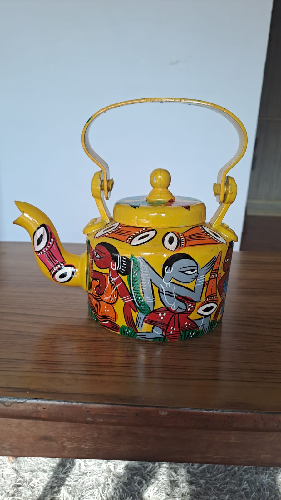 Hand-Painted Pattachitra Kettle – Tribal Folk Art Theme