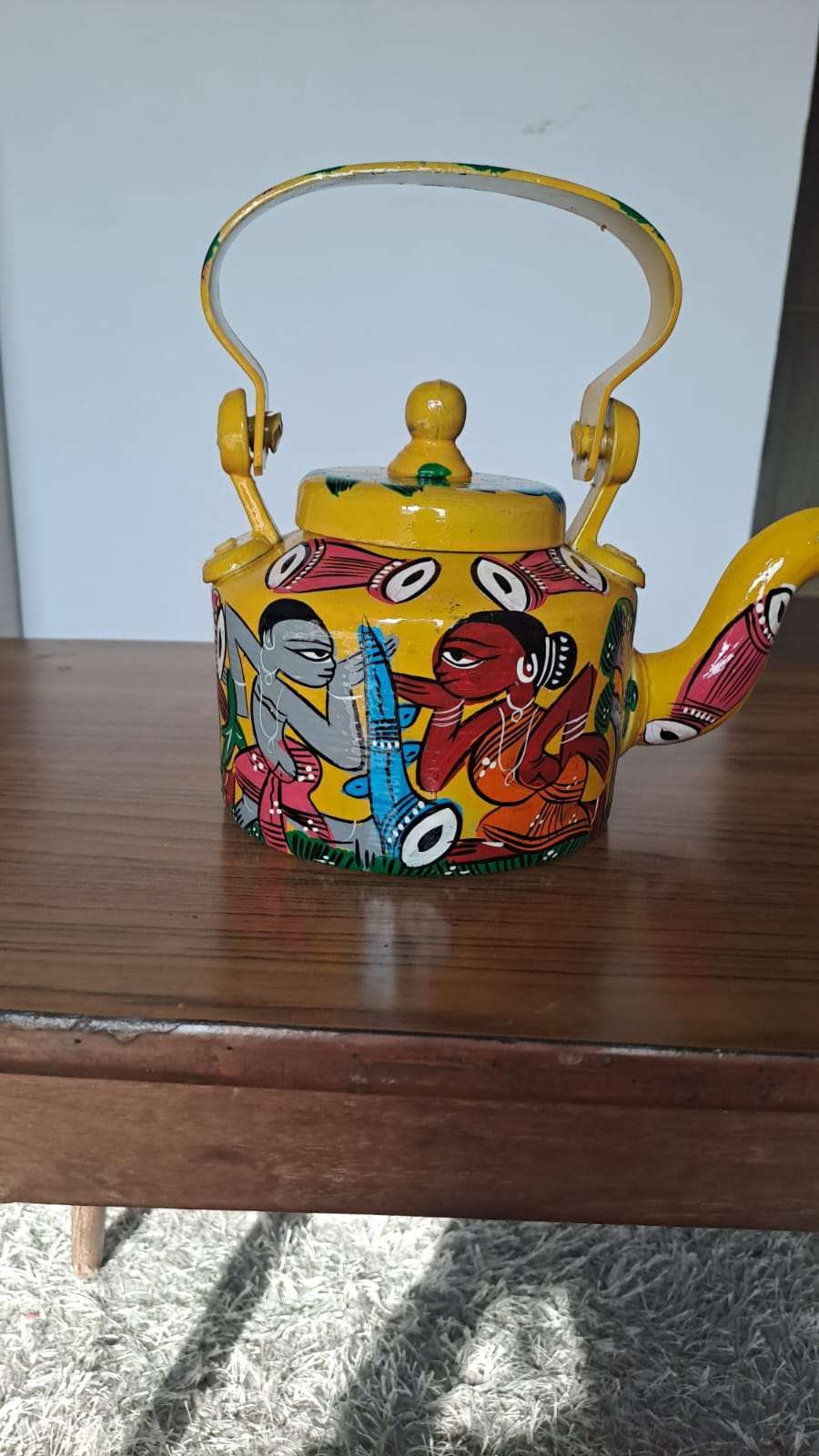 Hand-Painted Pattachitra Kettle – Tribal Folk Art Theme