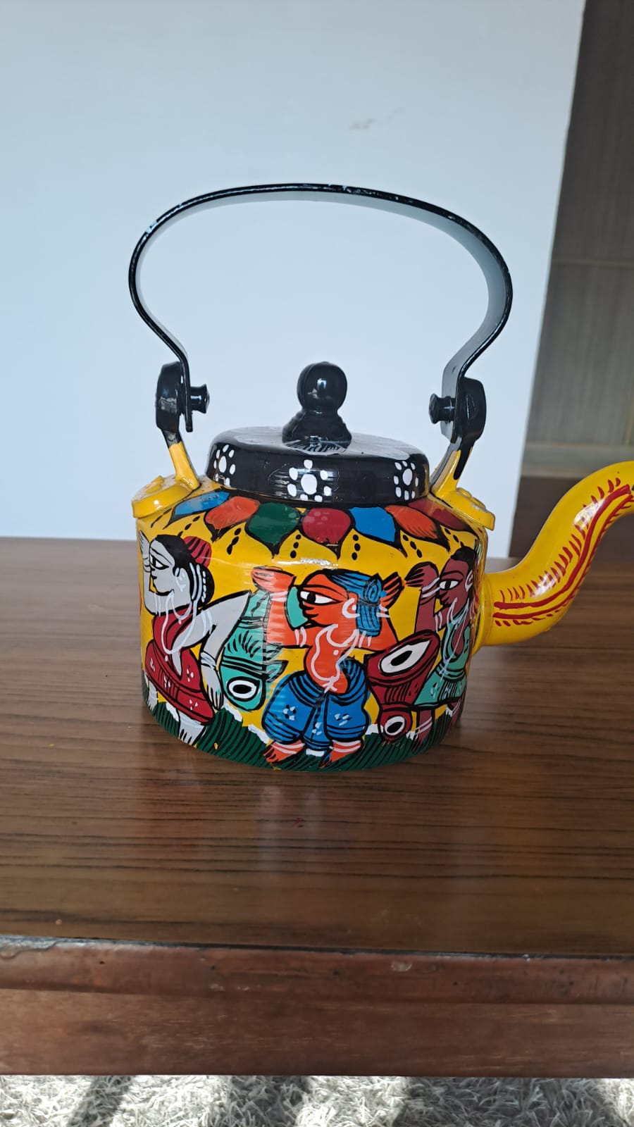 Hand-Painted Pattachitra Kettle – Tribal & Folk Art Theme