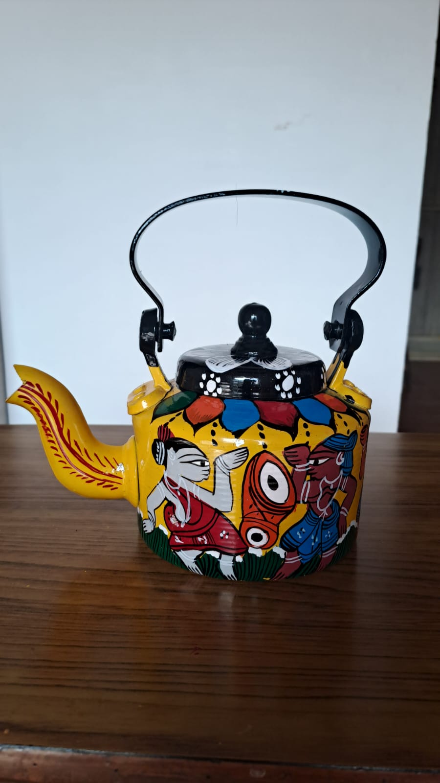 Hand-Painted Pattachitra Kettle – Tribal & Folk Art Theme