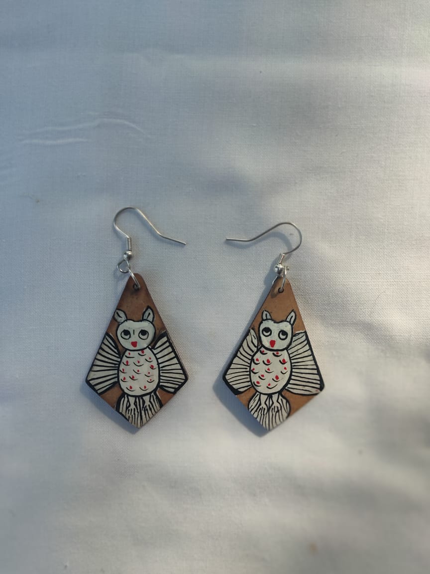 Hand-Painted Owl Earrings