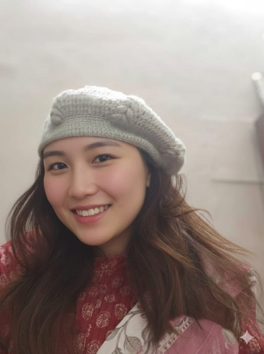 Handmade French Beret | Soft Winter Wool Cap (Grey)