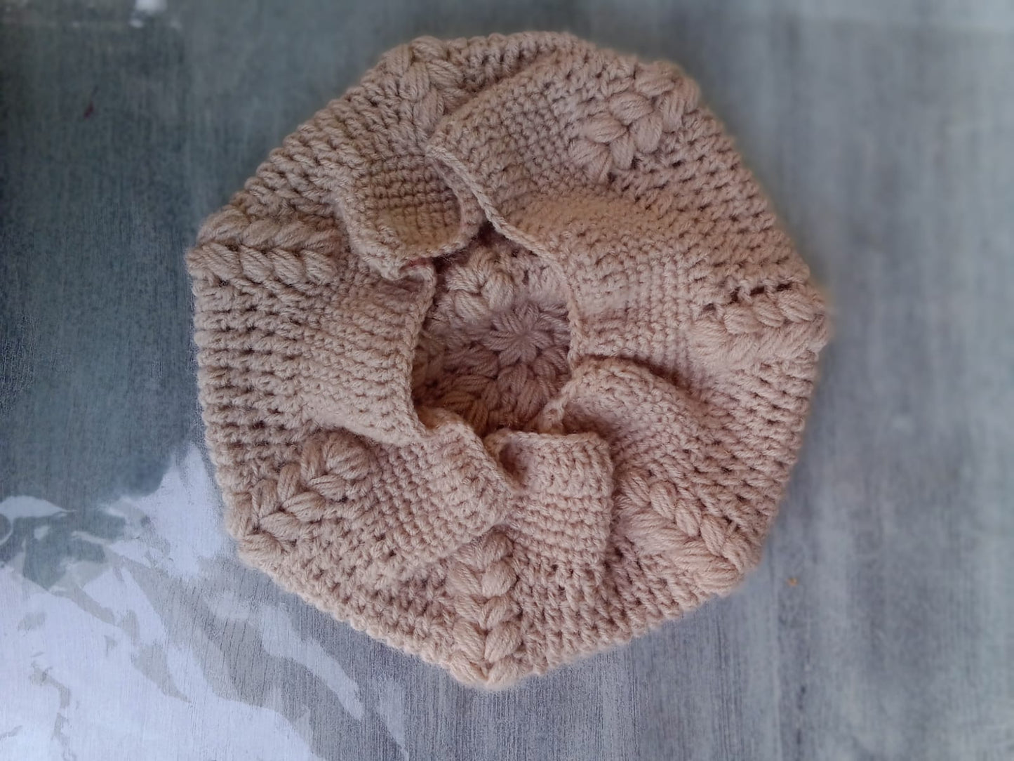 Handmade French Crochet Beret – Soft Grey Winter Cap