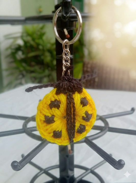 Handmade Crochet Ladybug Keychain – Yellow