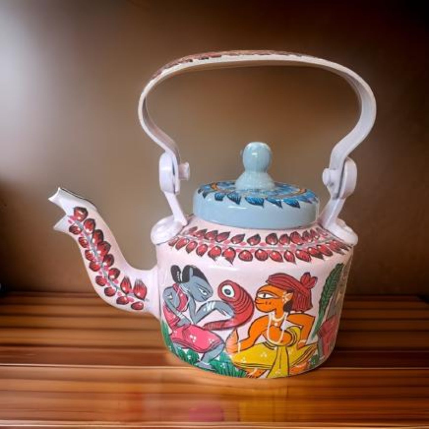 Hand-Painted Traditional Kettle – Folk Art Design