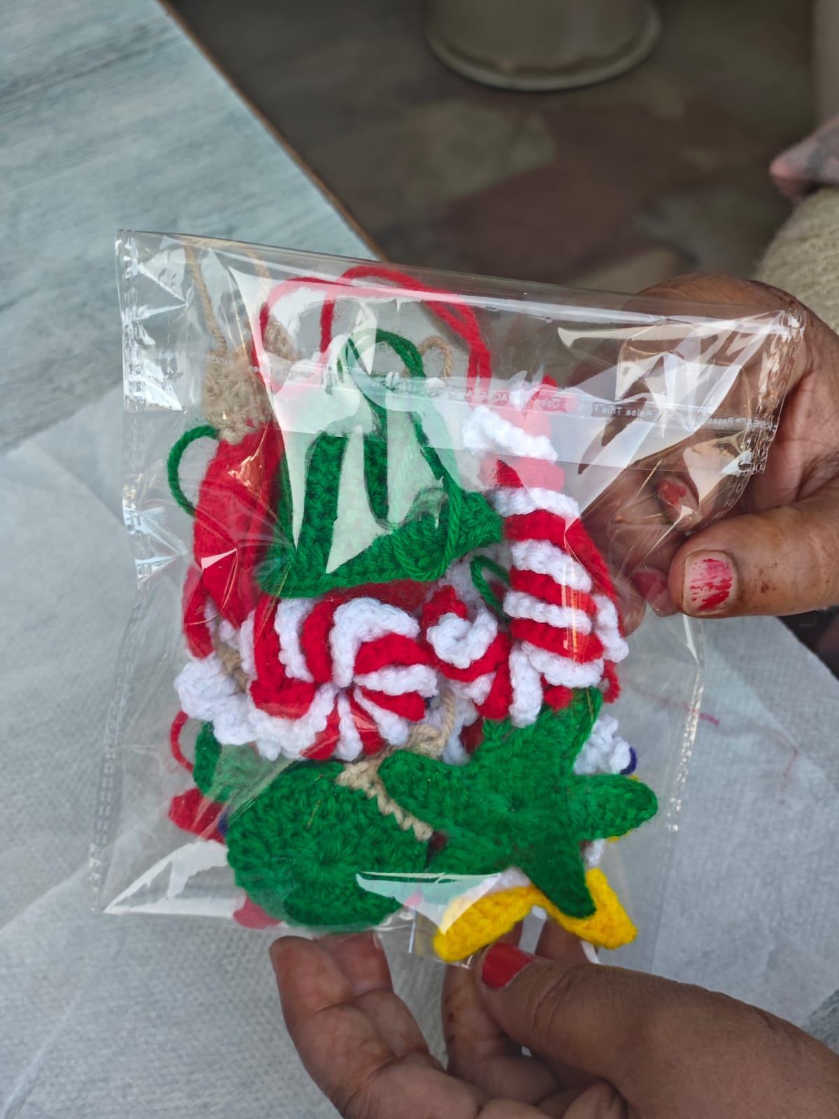 Handmade Christmas Celebration Hamper | Crochet Tree Decorations + Fabric Bunting + Christmas Cookies + Crochet Santa Doll | Premium Festive Gift Box