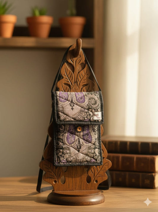 Handmade Quilted Fabric Mobile Cover with Button Closure