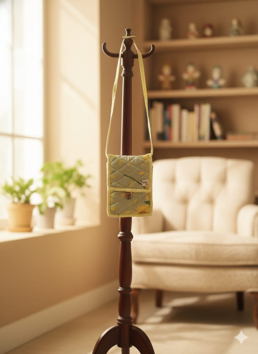 Handmade Quilted Fabric Mobile Cover with Button Closure