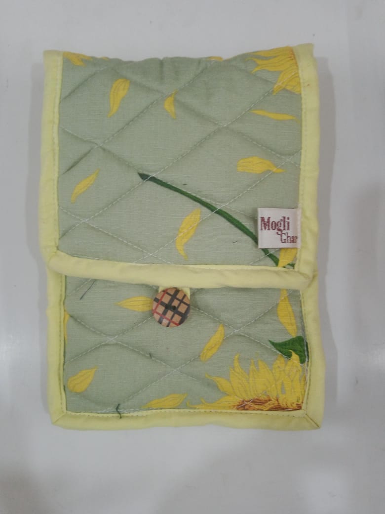 Handmade Quilted Fabric Mobile Cover with Button Closure