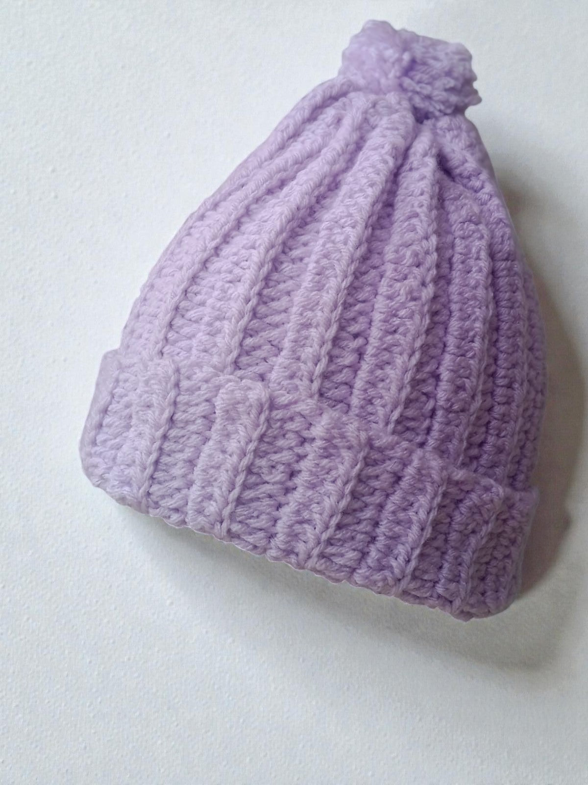 Handmade Lavender Ribbed Woolen Beanie Cap