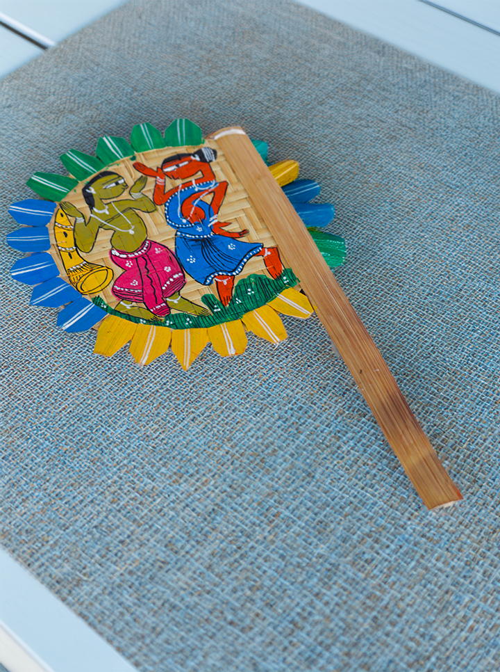 Pattachitra Hand-Painted Bamboo Hand Fan (Tribal Dance)