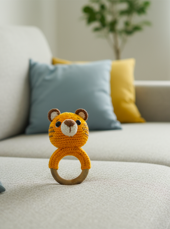 Handmade Crochet Tiger Rattle