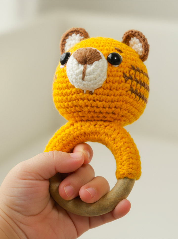 Handmade Crochet Tiger Rattle
