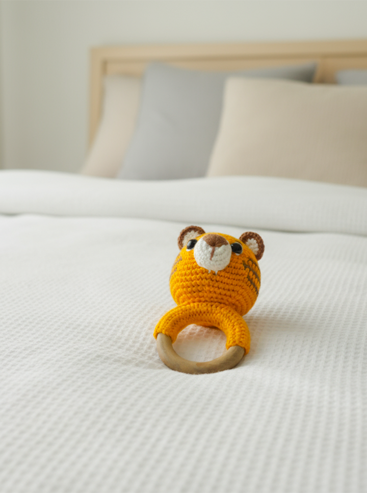 Handmade Crochet Tiger Rattle