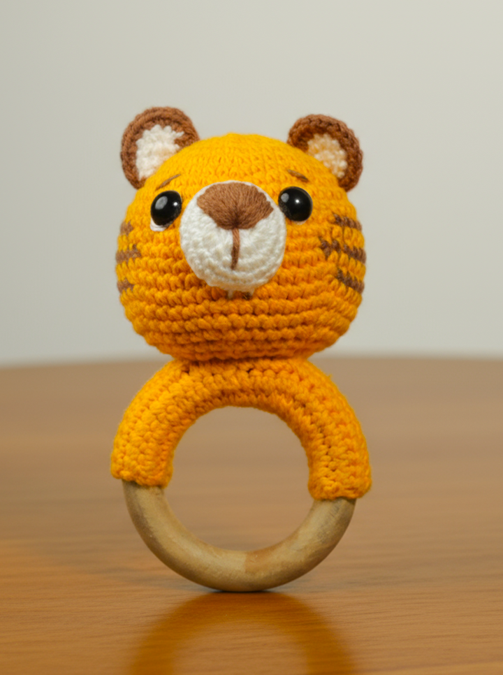 Handmade Crochet Tiger Rattle