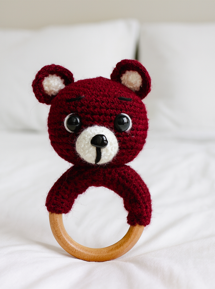 Handmade Crochet Teddy Bear Rattle