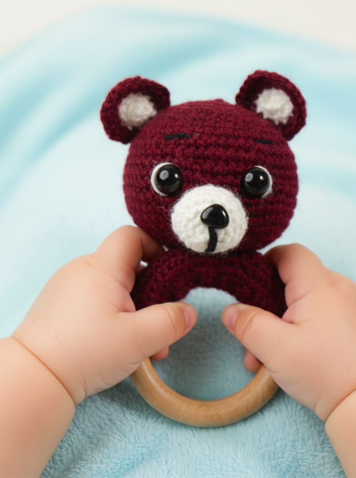 Handmade Crochet Teddy Bear Rattle