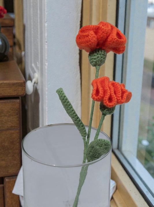 Crochet Orange Carnation Flower – Per Piece