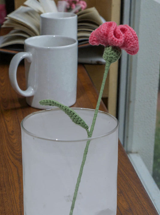 Handmade Crochet Pink Carnation Flower – Per Piece