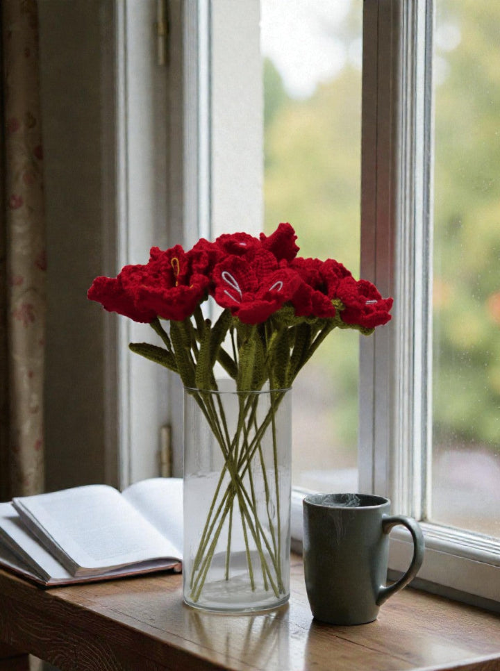 Crochet Red Hibiscus Flower – Per Piece