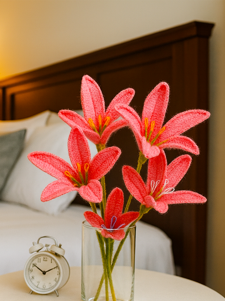 Handmade Crochet Pink Lily – Bright & Elegant Everlasting Bloom